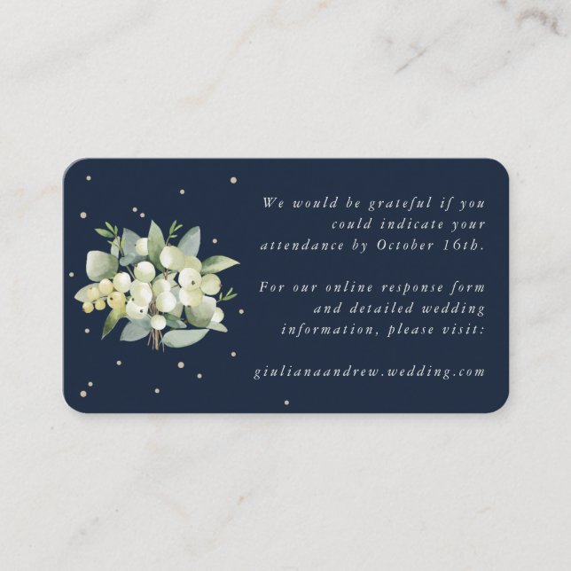 Mini Navy Snowberry+Eucalyptus Wedding Online UAWG Begleitkarte (Vorderseite)