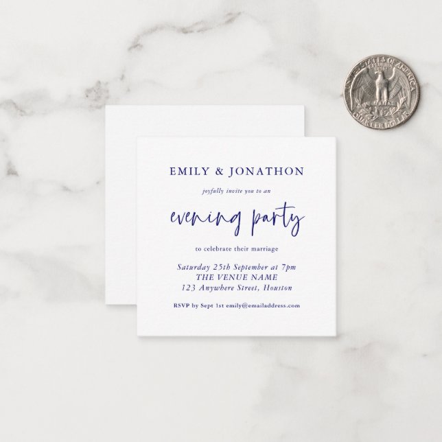 MINI Navy White Wedding Abend Party Einladung (Vorderseite/Rückseite Beispiel)