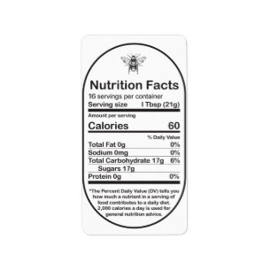 Mini Oval Honey Bee Nutrition Facts Label Adressaufkleber