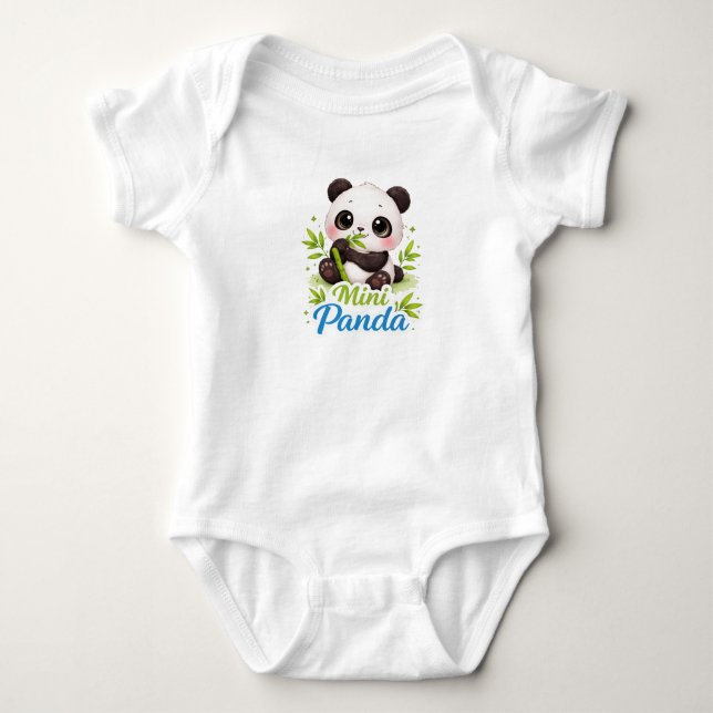 Mini Panda Baby Bodysuit – Süßer Panda-Welpe mit B Strampler (Vorderseite)