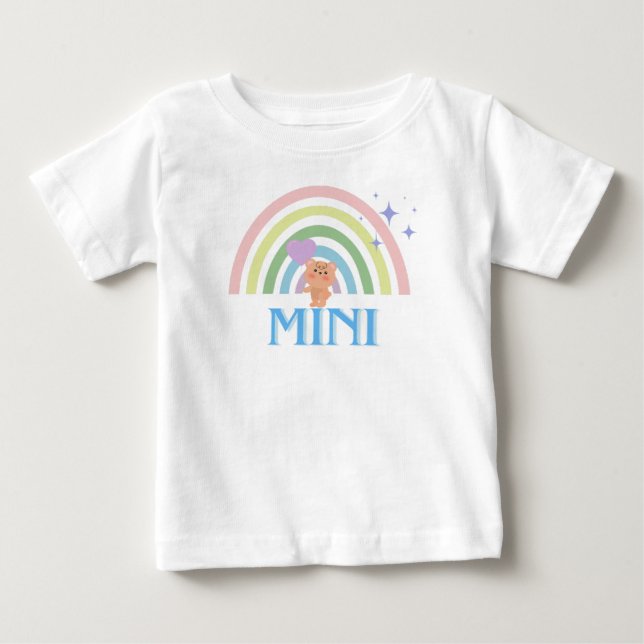 MINI - Pastel Rainbow Teddy T-Shirt für Babys (Vorderseite)