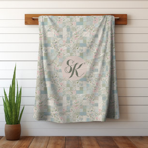 Mini-Patchwork-Monogramm Fleecedecke