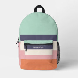 Mini Peach Moderne Farbblöcke Streifen personalisi Bedruckter Rucksack