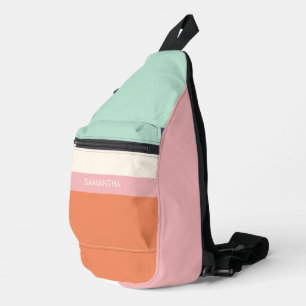 Mini Peach Moderne Farbblöcke Streifen personalisi Crossbody Bag