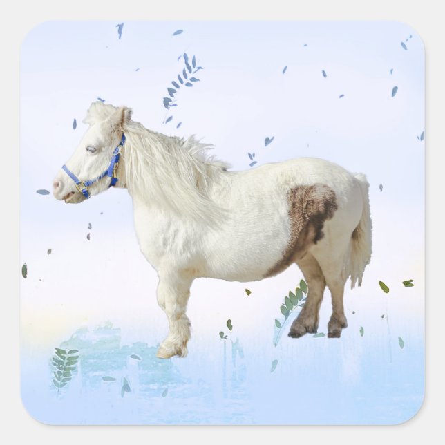 Mini-Pferdevieh Quadratischer Aufkleber (Vorderseite)