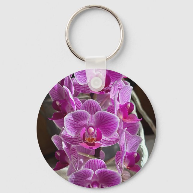 Mini Phalaenopsis Sogo Vivien Lila Orchid Blume Schlüsselanhänger (Vorderseite)