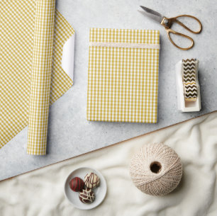 Mini Primelgelb Gingham Karomuster Geschenkpapier