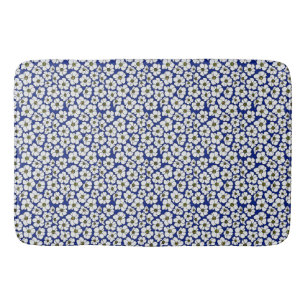 Mini-Print-Blumen auf Blau  Badematte