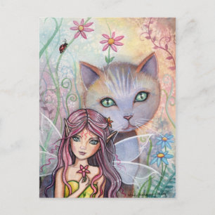 Mini-Printwerbung von Fairy and Cat Postcard Mini Postkarte