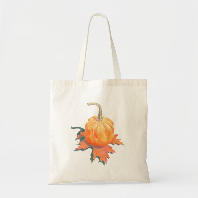 Mini Pumpkin auf Eichenholz Tote Tag Tragetasche (Vorne)