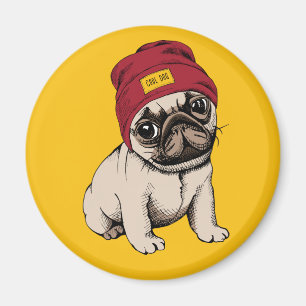 Mini Puppy Hipster Mops Magnet