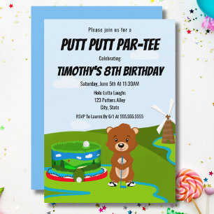 Mini Putt Putt Geburtstag Süßer Gopher Kinderparty Einladung