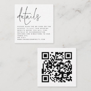 MINI QR Code Skript Schwarz-weiße Hochzeitdetails Begleitkarte