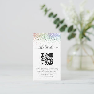 Mini Rainbow Glitzer QR Code Wedding Details Begleitkarte