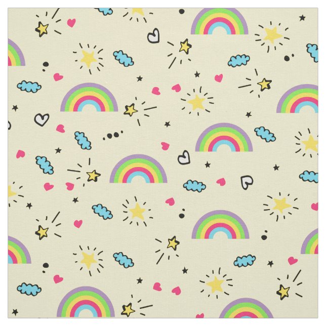 Mini Rainbow Tos auf Niedlichem Retro-Muster Stoff (Muster)