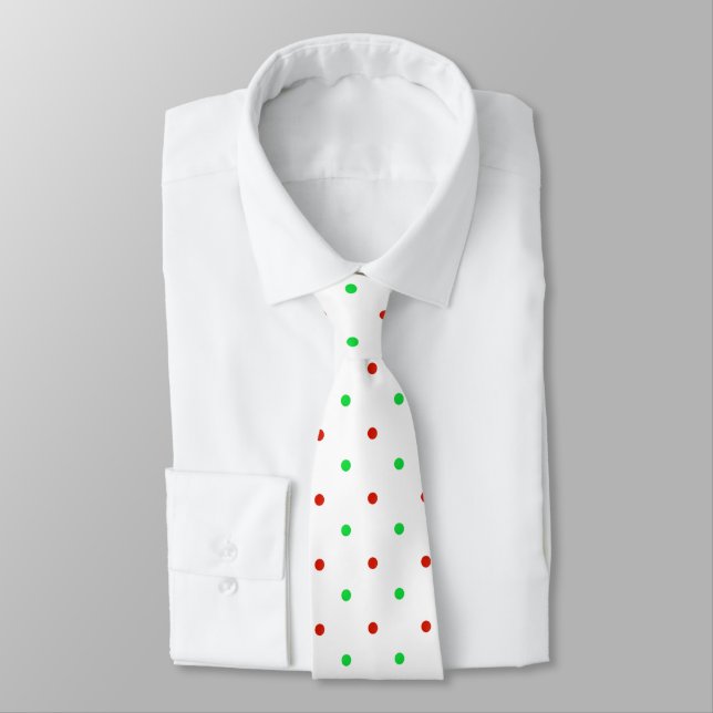 Mini Red and Green Watercolor Polka Dots Krawatte (Gebunden)