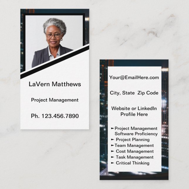 Mini Resume Card | Netzwerkkarte Schwarz-weiß Telefonnummerkarte (Vorne/Hinten)