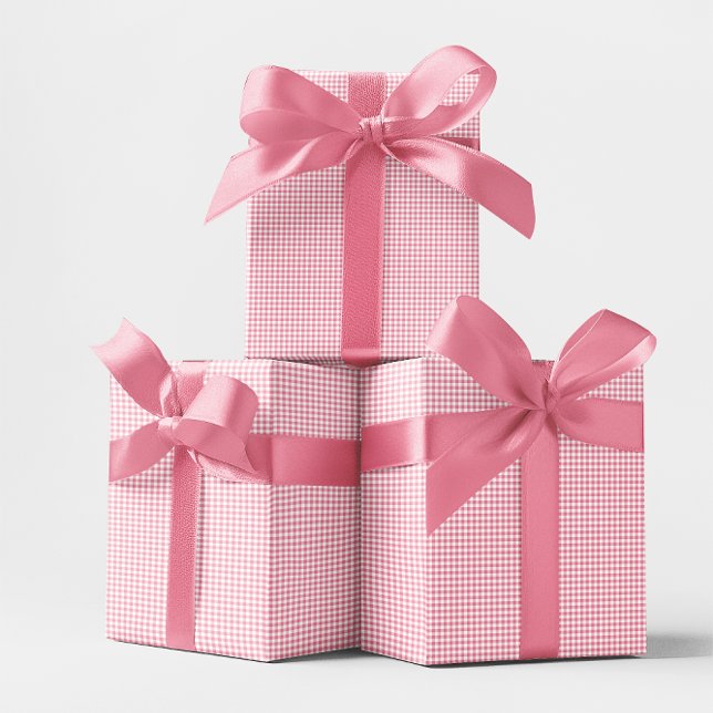 Mini rosa Gingham-Karo Geschenkpapier (Mini Pink Gingham Check Wrapping Paper)