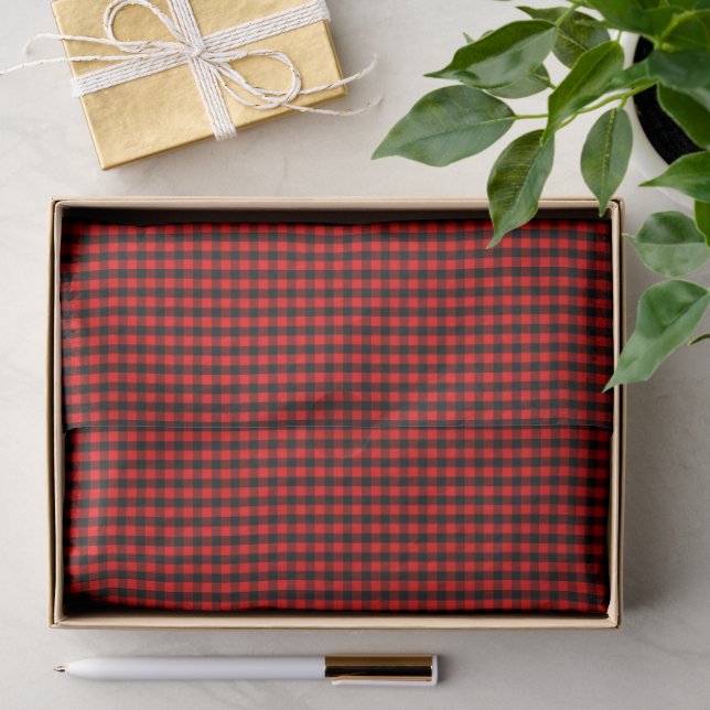 Mini Rot und Schwarz Buffalo Karo Gingham-Muster Seidenpapier (Geschenk)