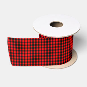 Mini Rot und Schwarz gepunktetes Gingham-Muster im Satinband