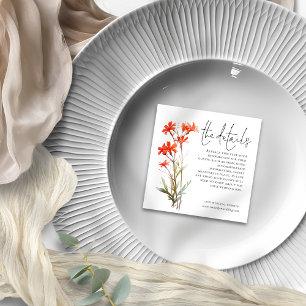 MINI Rote Wildblumen Hochzeitdetails Begleitkarte