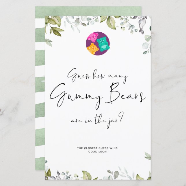 Mini-Schildkröte für Greenery Baby-Dusche Gummy-Bä (Vorne/Hinten)