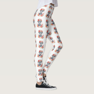 Mini-Schnauzer-Blumenmuster Leggings
