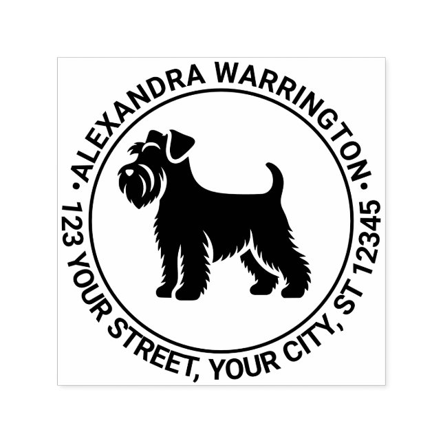 Mini Schnauzer Dog Stehend Sil Name Ret Adresse Permastempel (Design)