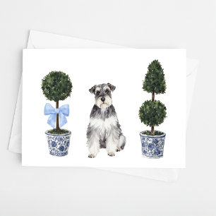 Mini Schnauzer Doppy Topiary Watercolor Karte