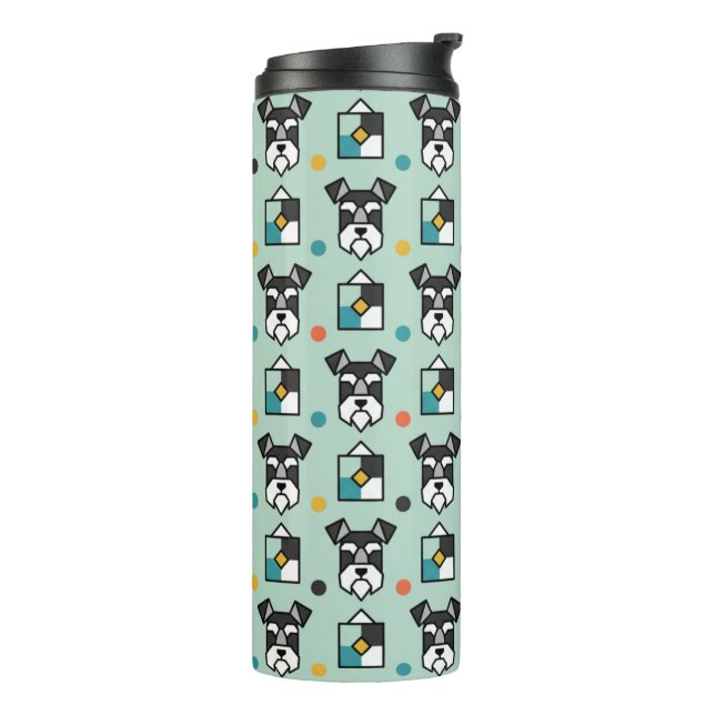 Mini-Schnauzer-Kunst Thermosbecher (Nach links gedreht)