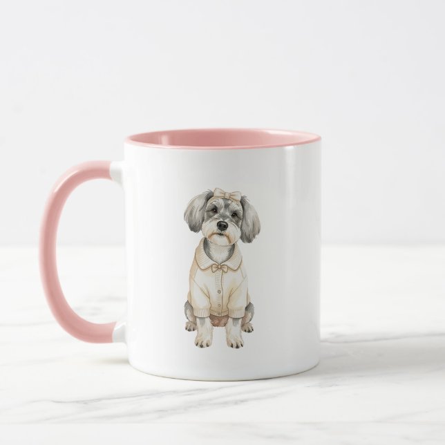 Mini-Schnauzer-Mädchen-Hund-Illustration Tasse (Links)