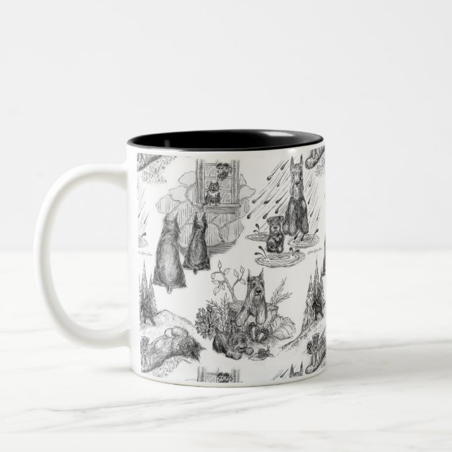MINI SCHNAUZER Terrier Black Toile Zweifarbige Tasse (Links)