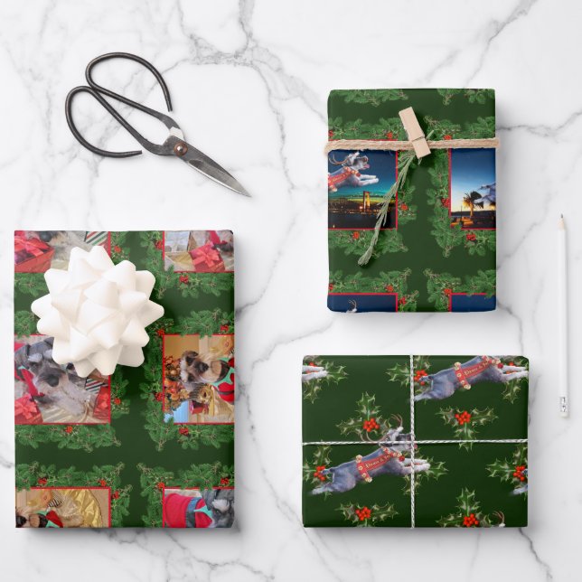 Mini Schnauzer Weihnachtswrapping Paper Geschenkpapier Set (Vorderseite)