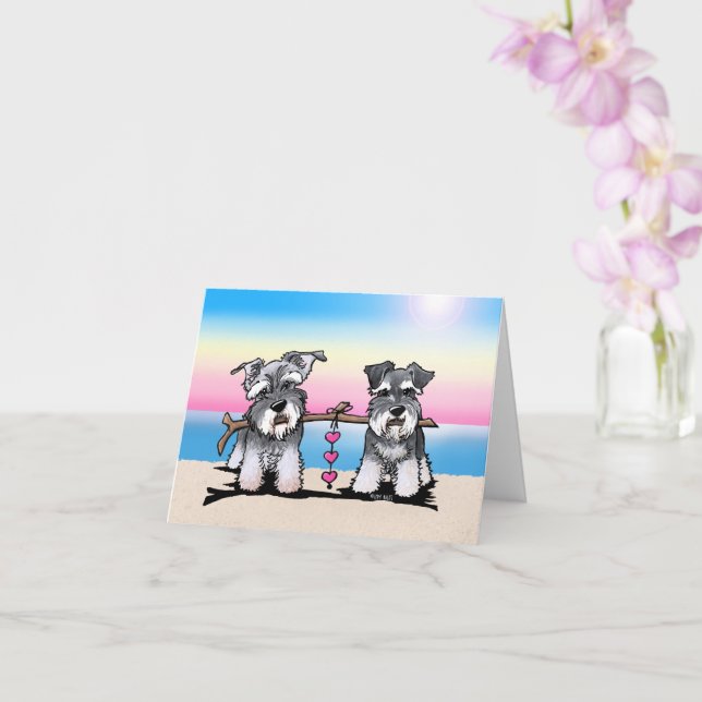 Mini Schnauzers Beach Note Card Karte (Orchidee)