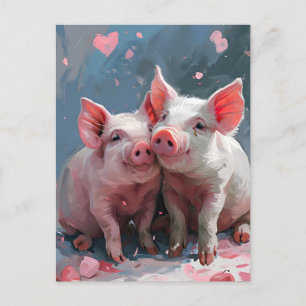 Mini-Schweine Valentinstag Postkarte