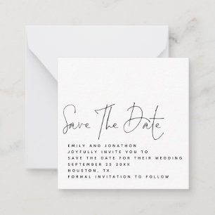 MINI Script Schwarz-weiß Wedding Save the Date Mitteilungskarte