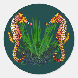 Mini Sequaruium Flüchtigen Blicks Sea Horse Sticke Runder Aufkleber