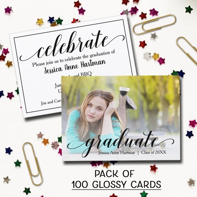 MINI Size Abschluss Glossy Foto Einladende Karten (SOLD BY PACK OF 100 CARDS - MINI 3.5" x 2.5" Photo glossy graduation glossy invitations)