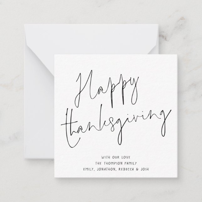 MINI SIZE Elegante Script Happy Thanksgiving Card Mitteilungskarte (Vorderseite)
