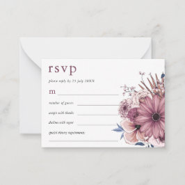 MINI SIZE Lila Berry Florals Wedding RSVP Mitteilungskarte