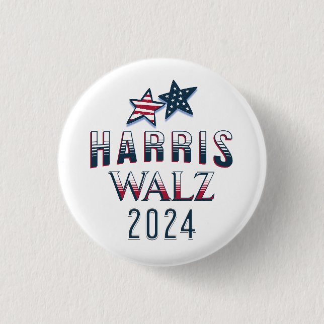 Mini Sized Harris and Walz 2024 Button (Vorderseite)