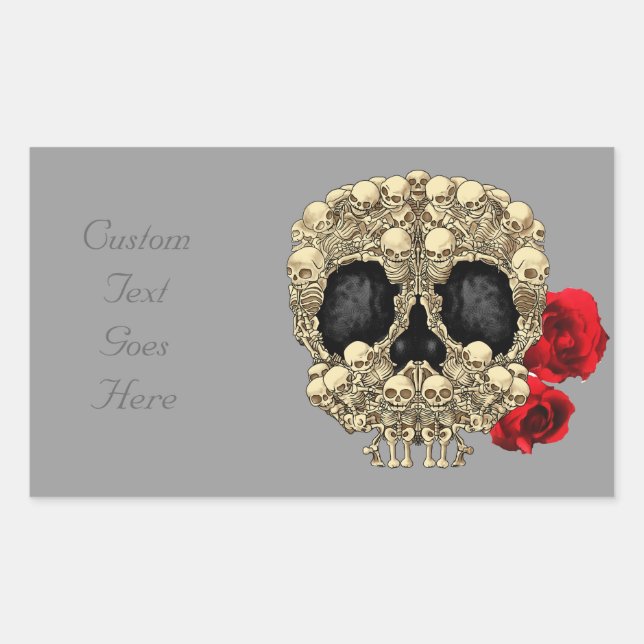 Mini Skeletons Sugar Skull Rechteckiger Aufkleber (Vorderseite)