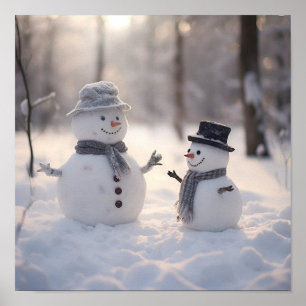 Mini Snowmen am hellen Tag Poster