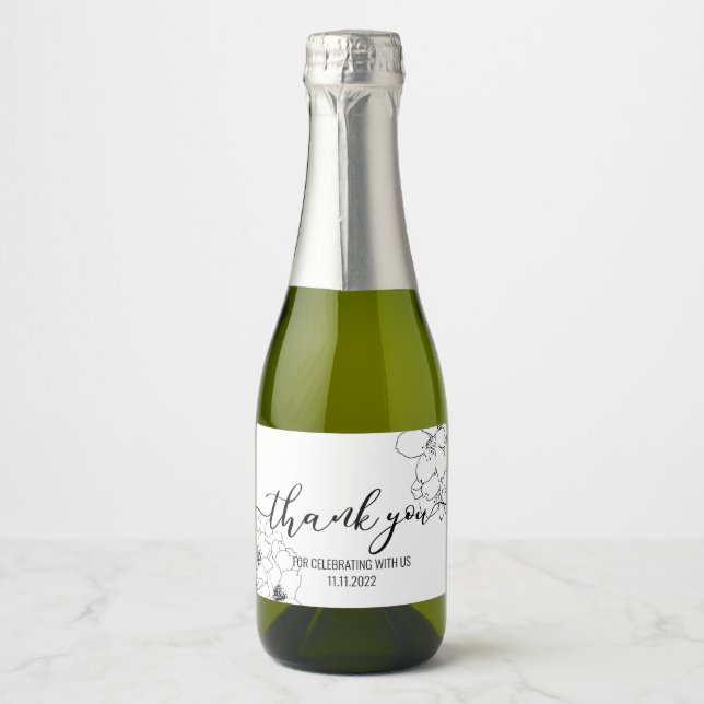 Mini Sparkling Wein Flaschen Labels Vielen Dank (Vorderseite)