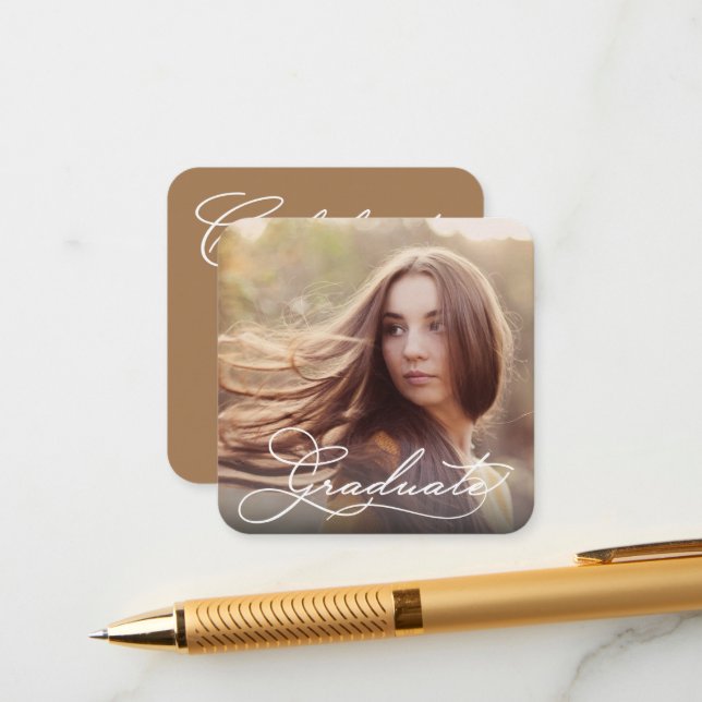 MINI Square Graduation Photo Invitations Begleitkarte (Vorderseite/Rückseite Beispiel)