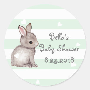 Mini Stripes Heart Bunny Baby Shower Stickers