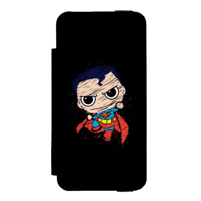 Mini Superman Sketch - Fliegen Incipio iPhone Geldbeutel-Hülle (Folio Vorderseite)