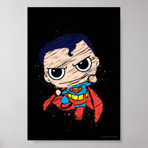 Mini Superman Sketch - Fliegen Poster