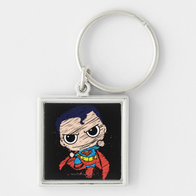 Mini Superman Sketch - Fliegen Schlüsselanhänger (Vorne)