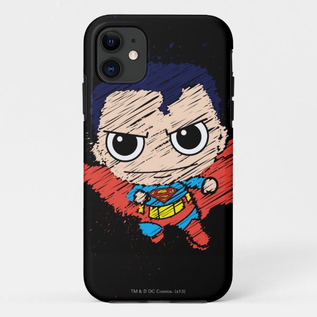Mini Superman Skizze Case-Mate iPhone Hülle (Rückseite)